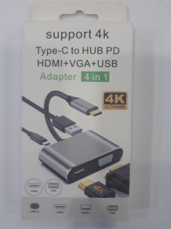 Adaptateur Type C to Hub PD HDMI VGA USB 4 IN 1